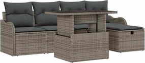 vidaXL Set de canapele pentru grădină cu pernă 6 pcs Gri Rattan poli