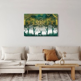 Tablou - Căprioare în pădurea verde (90x60 cm)