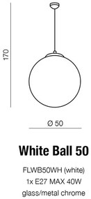 Lustra / Pendul stil modern 50cm Ball alb