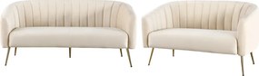 Canapea de design cu 3 locuri, ţesătură Velvet bej/gold crom-auriu, BAGY