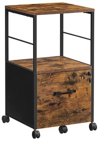 container mobil, dulap de dosar, vintage maro-negru | VASAGLE
