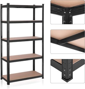 Raft Songmics, 5 rafturi, 180 x 90 x 40 cm, Negru, GLR040B01