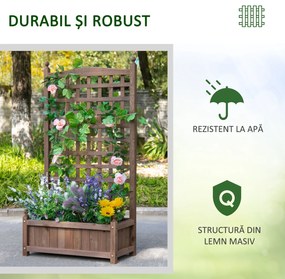 Outsunny Jardinieră Exterior din Lemn cu Suport pentru Plante și Grilaj pentru Plante Cățărătoare 64x28x120cm Maro | Aosom Romania