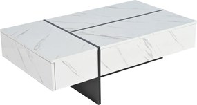 Masă de cafea modernă cu iluminare LED, 3 sertare spațioase, 105x60x35 cm, Alb