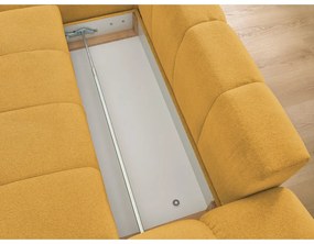 Colțar galben muștar extensibil/cu spațiu de depozitare cu tapițerie din chenille (cu colț pe partea stângă/cu șezlong) Everest – Bobochic Paris