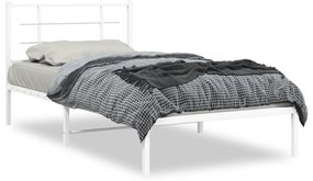 355606 vidaXL Cadru de pat din metal cu tăblie, alb, 107x203 cm