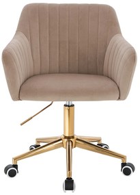 HR190K Scaun Latte din Catifea cu Bază Aurie