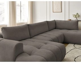 Colțar taupe extensibil/cu spațiu de depozitare (cu colț pe partea dreaptă/în formă de "U") Fuji – Bobochic Paris