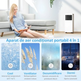 HOMCOM Aparat de Aer Condiționat Portabil 5000 BTU, Unitate 4-în-1: Răcire, Dezumidificare, Ventilator, Modul Sleep | Aosom Romania
