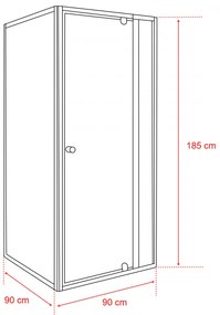 Cabină de duș de colț flexibilă 90x90 cm fără cădiță de duș