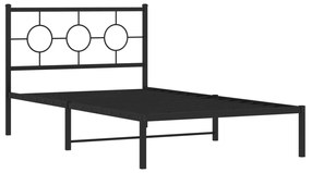 376222 vidaXL Cadru de pat din metal cu tăblie, negru, 107x203 cm