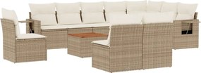 vidaXL Set canapele de grădină cu perne, 11 piese, bej, poliratan