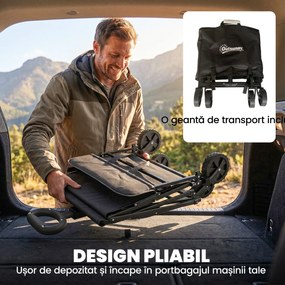 Outsunny Cărucior de Grădină 72L Pliabil cu Mâner Reglabil, din Oțel și Material Oxford, 114x46x92 cm, Negru | Aosom Romania