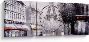 Tablou - Pictură în ulei, Paris (cu ceas) (90x30 cm)