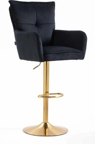 HR250W Scaun Catifea Neagră Bază Aurie