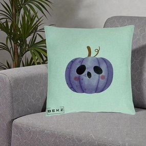 Perna Decorativa Dovleac Halloween Mov Kawaii, 40x40 cm, Verde Menta, Husa Detasabila, Perna Inclusa, BEKZ®