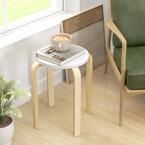 HOMCOM Set de Scaune Stivuibile pentru 4 Persoane, Scaune Moderne de Stivuire, Scaune Rotunde fără Spate, 40x40x45 cm, Lemn Natural | Aosom Romania