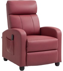 HOMCOM Fotoliu de Masaj cu 8 Moduri, 5 Intensități,  Suport pentru Picioare și Telecomandă, 68x88x98 cm, Roșu | Aosom Romania