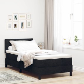 vidaXL Pat box spring cu saltea și LED Negru 100x200 cm Țesătură