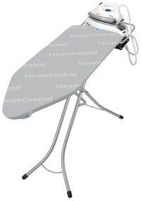 Masa de calcat Brabantia C 90300131, 124x45 cm, 7 pozitii de reglare, Suport generator de abur si fier de calcat, Control abur, Bowl Aqua, Gri