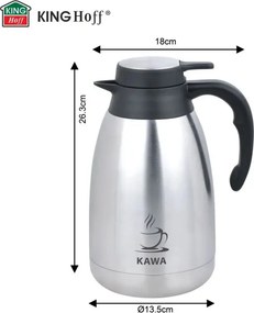 Termos de cafea pentru conferințe Kinghoff KH 2094, 2 l, pereți dubli, corp din oțel inoxidabil, inox/negru