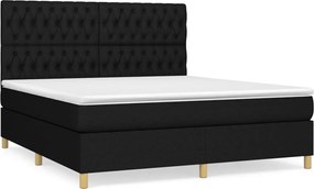 vidaXL Pat box spring cu saltea, negru, 180x200 cm, catifea