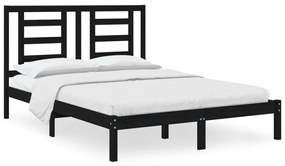 3104352 vidaXL Cadru de pat, negru, 140x200 cm, lemn masiv de pin