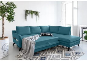 Colțar extensibil cu șezlong pe partea dreaptă Miuform Charming Charlie L, turcoaz