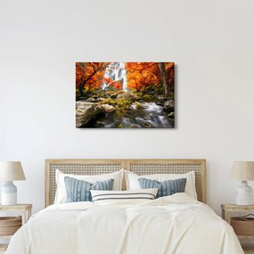 Tablou - Cascade în peisaj de toamnă, portocaliu (90x60 cm)