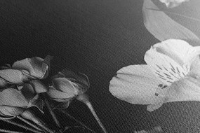 Tablou flori elegante alb-negru