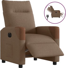 vidaXL Fotoliu rabatabil electric, maro, material textil