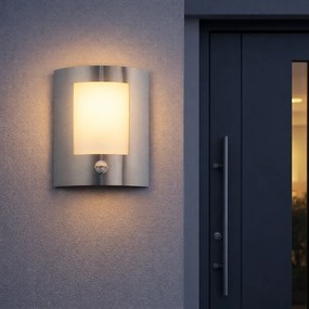 Lampa de perete exterioara moderna din otel cu senzor de miscare IP44 - Emmerald 1