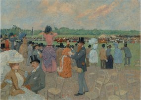 Tablou pe sticlă - Jean-Louis Forain, The Races at Longchamp, reproducere (70x50 cm)