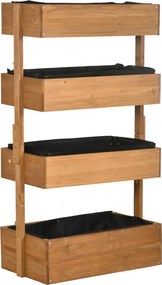 Outsunny Jardinieră din Lemn cu 4 Nivele Jardinieră Ridicată Exterioară cu Orificii de Drenaj 80x45x142 cm Portocaliu | Aosom Romania