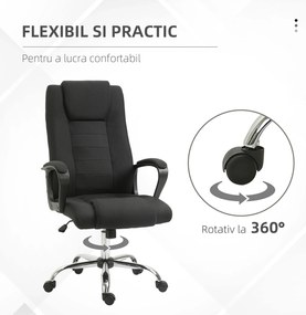 Vinsetto Scaun de Birou Ergonomic, Basculant și Captusit cu Înălțime Reglabilă, 62x76x110-119 cm, Negru | Aosom Romania