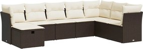 vidaXL Set canapele de grădină cu perne, 8 piese, maro, poliratan