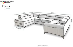 Coltar living extensibil Louis – L340 x l202 x h92 cm