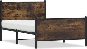 vidaXL Cadru de pat metalic fără saltea, stejar fumuriu, 107x203 cm