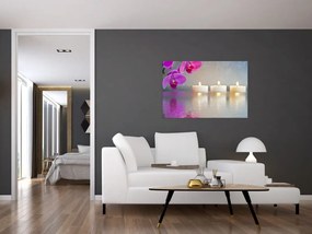 Tablou cu lumânări pe apă (90x60 cm)