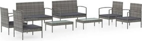 vidaXL Set mobilier de grădină cu perne, 8 piese, gri, poliratan