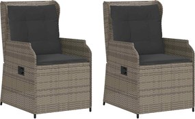 vidaXL Bancă de grădină 2 pcs Gri poliratan