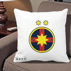 Perna Personalizata FCSB Fotbal Club Steaua Bucuresti, 40x40 cm, Alba Mata, Husa Detasabila, Perna Inclusa, BEKZ®