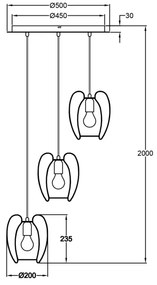 Lustră pe cablu CAMP 3xE27/40W/230V albă Fabas Luce 3677-47-102