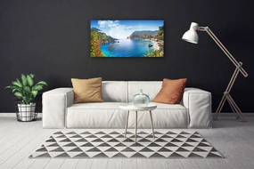 Tablou pe panza canvas Bay Peisaj Gri Maro Verde Albastru