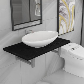 279335 vidaXL Set mobilier de baie, 2 piese, negru, ceramică