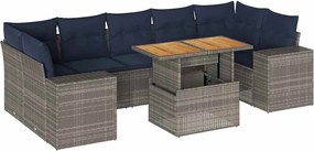 vidaXL Set canapele de grădină cu perne, 8 piese, gri, poliratan