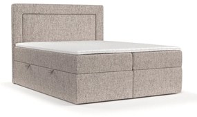 Pat boxspring maro deschis cu spațiu de depozitare 160x200 cm Imagine – Maison de Rêve