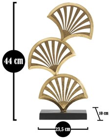 Decoratiune frunze aurii din metal, 23,5x10x44 cm, Triple Leaf Mauro Ferretti