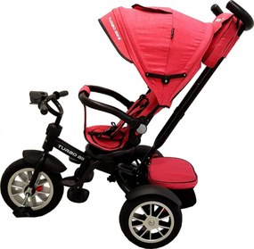 Tricicleta cu copertina Baby Care™ Turbo Bike , Cu far luminos, Roti din cauciuc, Pozitie somn, Pedale si maner pentru parinti, Scaun reversibil cu