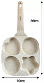 Tigaie cu 4 sectiuni Klausberg KB 7809, 19cm, Acoperire din marmura, Diverse forme, Inductie, Bej